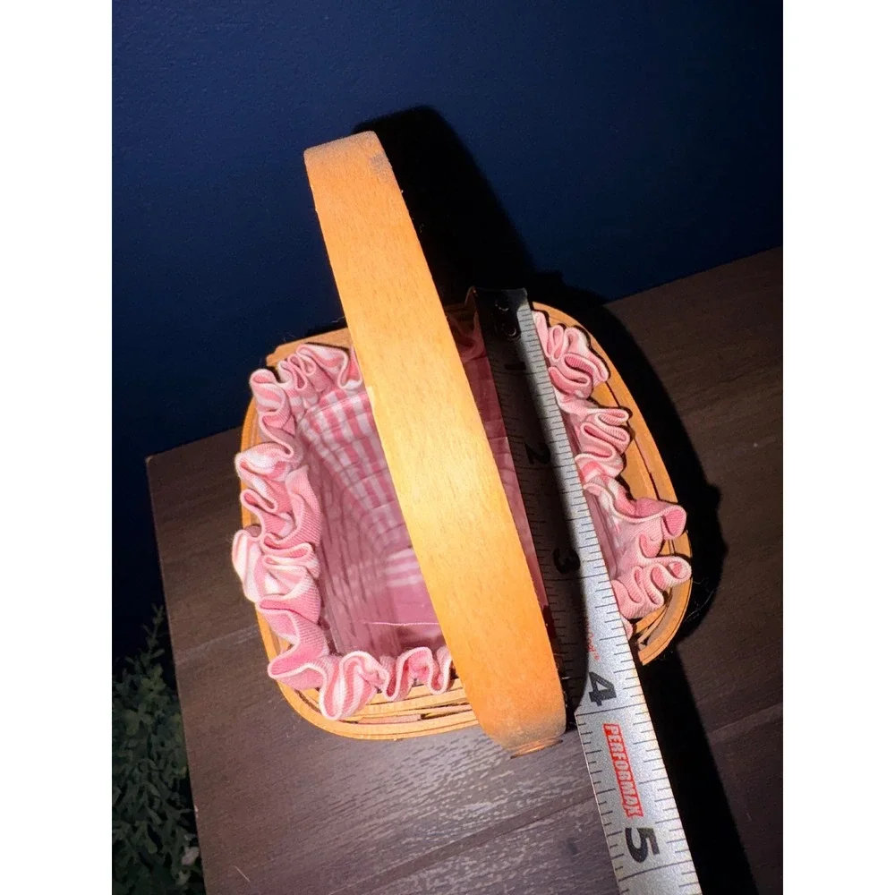 Longaberger 1997 American Cancer Society Basket Pink Stripe Liner Protector